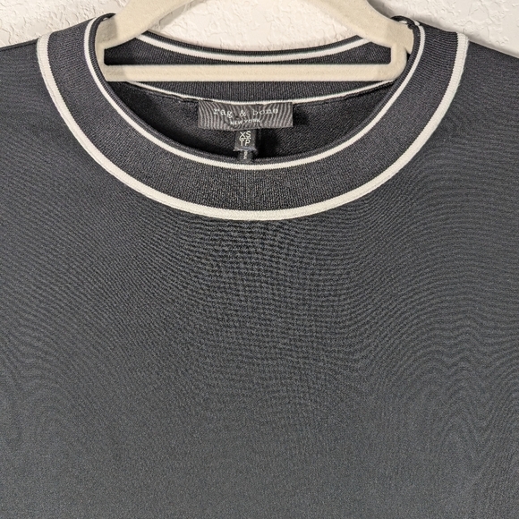 Rag & Bone Black Shift Mini Dress Sz XS Contrast Trim Mod Minimalist Chic - Picture 6 of 11